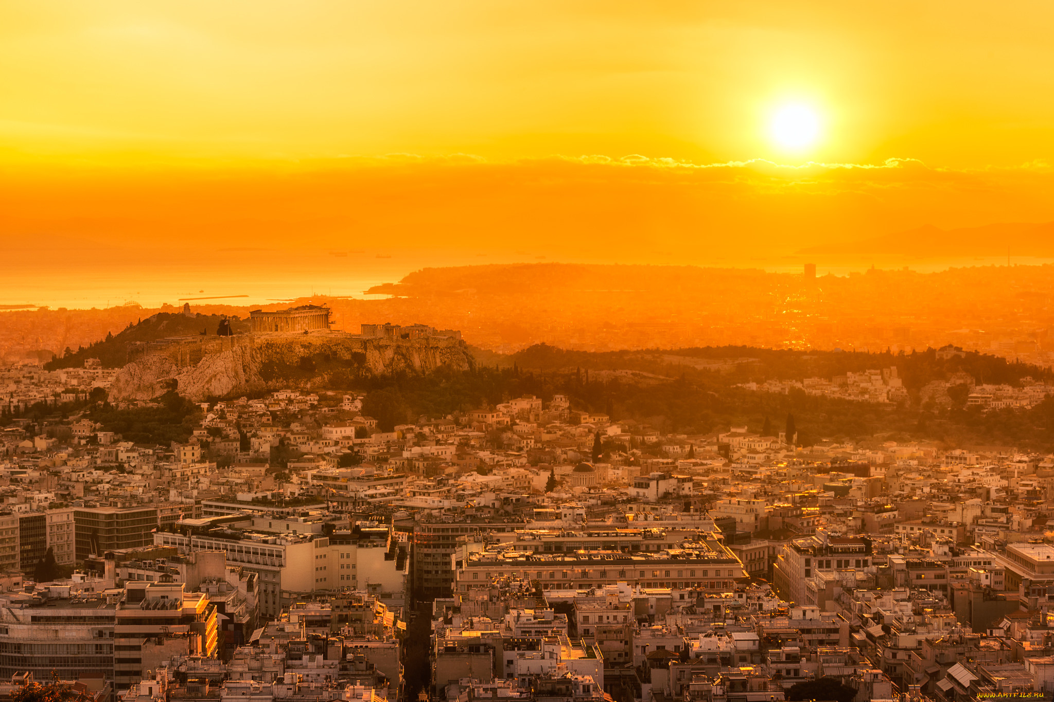 athens lycabettus hill sunset, ,  , , 